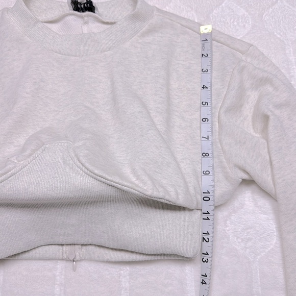 Sabo Womens Cropped Ribbed Crewneck Top Neutral Beige Cotton Blend Moto Style M - Picture 8 of 12